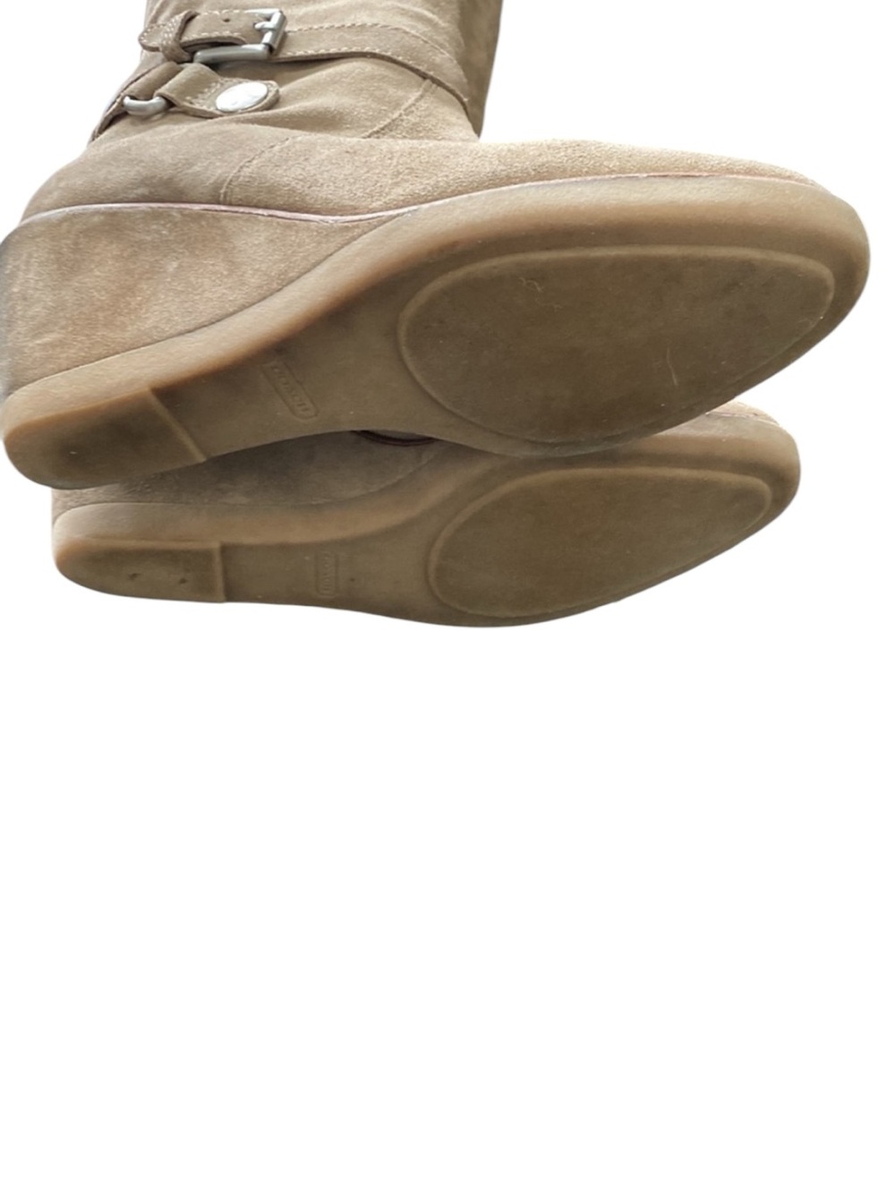 COACH Candid Suede Knee-High Wedge Boots in Clay (Tan) Size 8 - Picture 8 of 10